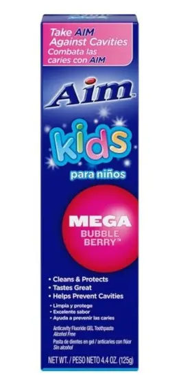 00062-1 AIM Pack Kids Bubbleberry Gel Anti Cavity Toothpaste #2