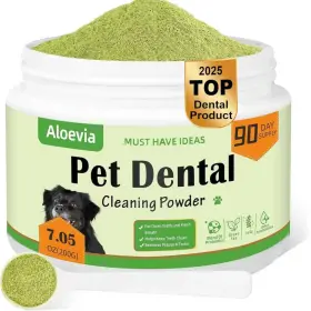 B0FFNFLNGG ALOEVIA Dog Dental Powder Enzymatic Plaque Tartar