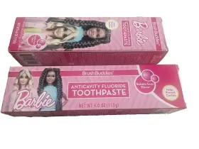Brush Buddies 2dtl01 Barbie Antcavity Fluoride Toothpaste Bubble Gum Flavor 2 Boxes Lot