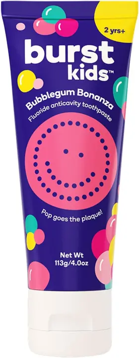 313044727728 BURST Bubblegum Bonanza Kids Toothpaste Fluoride