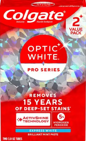 Colgate 827854028543 2-pk Optic White Pro Series Express Toothpaste Hydrogen Peroxide
