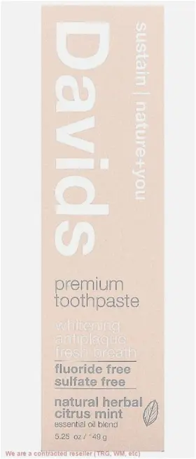 861226000034 DAVIDS Antiplaque Whitening Natural Toothpaste