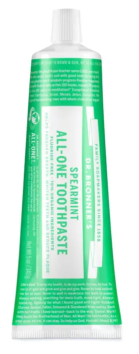 313041658636 DR. BRONNERS Toothpaste Spearmint Freshen Breath