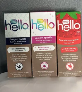 6087 HELLO Kids Toothpaste Gluten Fruit Punch Pack #2