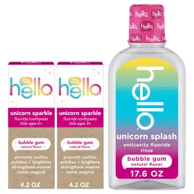 Hello 61058929 Unicorn Sparkle Kids Toothpaste With Fluoride And 1 Ounce Pack Of Hello 61058929 Unicorn Sparkle Kids Toothpaste With Fluoride And 1 Ounce Pack Of