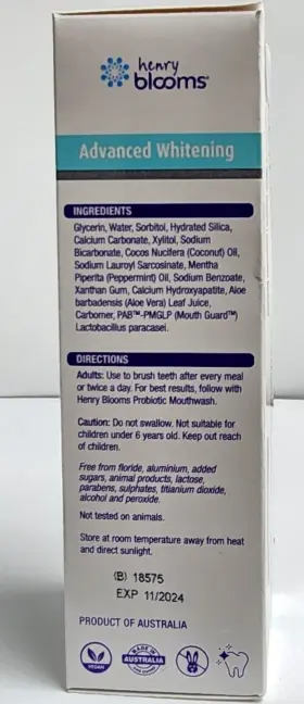 615023 HENRY Blooms Whitening Probiotic Toothpaste Pack #3