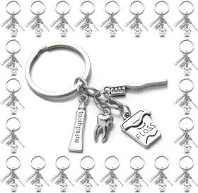Phaeton 313104545545 20pcs Toothbrush Toothpaste Keychain Tooth Shape Keyring Dentist Keychai