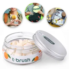 1042021 T-BRUSH Whitening Travel Toothpaste Tablets Pack Jar
