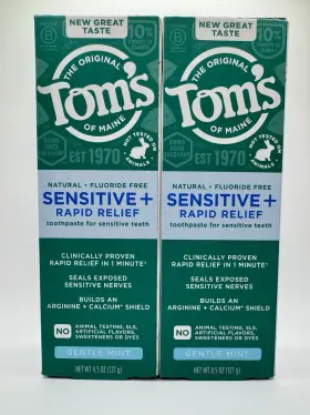 Tom S Of Maine 827854027126 Lot 2 Sensitive Rapid Relief Toothpaste Fluoride Free