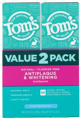 Toms Of Maine 60728 Peppermint Antiplaque And Whitening Toothpaste 9 Oz 2