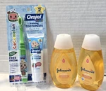 Orajel Kids Cocomelon Training Toothpaste +toothbrush +2 Johnson's Baby Shampoo. Fixed Price $5.00.