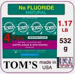 4 Pack, Toms, Fluoride Free, Anti Plaque, Whitening, Natural Toothpaste, 1.17lb. Fixed Price $38.88.