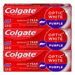 Colgate Optic White Purple Teeth Whitening Toothpaste, 3 Pack, Anticavity Toothp. Fixed Price $31.12.