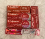 4 Colgate Optic White Toothpaste And 1 360 Toothbrush. Fixed Price $25.99.