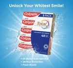 Colgate Total Active Prevention+ Advanced Whitening Toothpaste 5 Pack 6.4oz. Fixed Price $30.99.