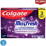 Colgate Maxfresh Knockout Mint Toothpaste, 3 Pack, 6.3 Oz. Fixed Price $12.17.