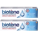 2 Pack - Biotene Fluoride Toothpaste, Fresh Mint 4.3oz Each. Fixed Price $20.01.