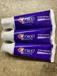 3 Pack Crest 3d White Stain Eraser Polishing Mint Fluoride Toothpaste. Fixed Price $14.99.