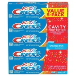 Kid's Crest Cavity Protection Toothpaste, Sparkle Fun, 4.6 Oz (130 G), Pack Of 5. Fixed Price $15.00.