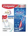 Colgate Total Whitening + Maxfresh Toothpaste, 4 Count (26.6 Ounce Total)- New. Fixed Price $20.99.