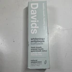 David S Premium Toothpaste, Whitening + Antiplaque, Natural Peppermint, 5.25oz. Fixed Price $11.99.