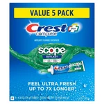 Crest Complete + Scope Outlast Ultra Toothpaste (6.3 Oz., 5 Pk) Free Shipping. Fixed Price $20.39.