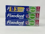 New 3-pack Fixodent Plus Scope Denture Adhesive Cream, Precision Tip, 2.0 Oz Ea. Fixed Price $17.99.