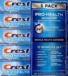 Crest Pro-health Advanced Fluoride Toothpaste 5 Pack 24 Hr Anti-bac Protection. Fixed Price $30.69.