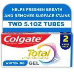 Colgate Total Whitening Toothpaste Gel, Mint, 2 Pack, 5.1 Oz Tubes. Fixed Price $29.51.