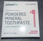 Primal Life Organics Powdered Mineral Toothpaste Polished Peppermint, 1 Oz. Fixed Price $18.99.