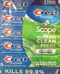 Crest Complete Plus Scope Ultimate Clean + Fresh Toothpaste 5 Pack 8.2 Oz. Fixed Price $31.99.