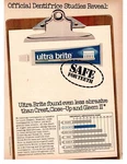 1972 Ultra Brite Toothpaste Less Abrasive Than Crest Close-up Gleem Ii Print Ad. Fixed Price $9.95.