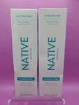2 Pack Native Whitening Toothpaste 4.1oz Wild Mint & Peppermint Oil Exp 08/26. Fixed Price $16.69.