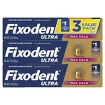 Fixodent Ultra Max Hold Secure Denture Adhesive 2.2oz, Pack Of 3 Deal!!. Fixed Price $28.29.
