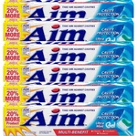 6 Pack Aim Multi-benefit Cavity Protection Gel Toothpaste Ultra Mint, 5.5 Oz. Fixed Price $13.44.