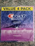 Crest 3d White Advanced Luminous Mint Teeth Whitening Toothpaste- 4 Tubes 14.8oz. Fixed Price $19.19.