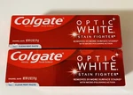 2 Colgate Optic White Stain Fighter Fluoride Toothpaste - Fresh Mint Gel 4.2 Oz. Fixed Price $8.99.