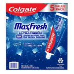 Colgate Maxfresh Cool Mint Toothpaste, 5 Pack 7.3 Ounces Ultrafreeze Value. Fixed Price $29.99.
