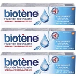 3 Pack - Biotene Fluoride Toothpaste, Fresh Mint, Gentle Formula 4.3 Oz Each. Fixed Price $42.50.