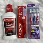 Oral Care Bundle 3 Pack, Colgate Toothpaste, Mouthwash And Toothbrush. Fixed Price $15.99.