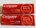 2 Colgate Optic White Stain Fighter Toothpaste Fresh Mint Gel 4.2 Oz Exp 9/27. Fixed Price $9.88.
