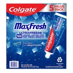 Colgate Maxfresh Cool Mint Toothpaste With Breath Strip 5 X 7.3 Oz Free Shipping. Fixed Price $18.50.