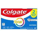 (2 Pack) Colgate Total Teeth Whitening Toothpaste, 3.3 Oz. Fixed Price $8.99.