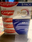Colgate Total Advanced Whitening Toothpastes Net Wt 6,4 Oz, Pack Of 5, Exp 06/27. Fixed Price $24.25.