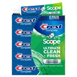 Crest Complete + Scope Advanced Active Foam Toothpaste, 5-pack, Kills 99%. Fixed Price $27.54.