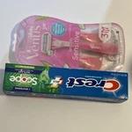 Gillette Venus Razors 3ct & Crest Plus Scope Whitening Mint Toothpaste 5.4oz. Fixed Price $10.00.