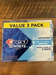 Crest 3d White Advanced Whitening Toothpaste Arctic Fresh 3.3oz-3pack Exp 2028. Fixed Price $14.99.