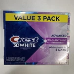 Crest 3d White Radiant Mint Toothpaste Pack Of 3 3.3 Ounce Fast Whitening. Fixed Price $15.00.
