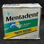 Vtg Mentadent Tartar Control Toothpaste 10 Oz Baking Soda Peroxide Fluoride Twin. Fixed Price $69.00.