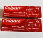 (2) Colgate Optic White Stain Fighter Toothpaste Clean Mint Paste 3.8 Oz Each. Fixed Price $10.48.